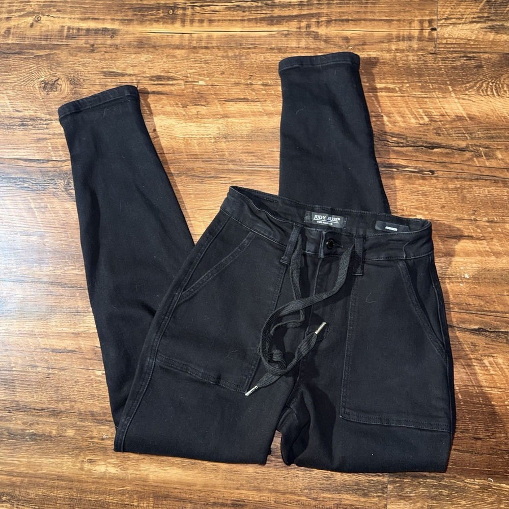 Judy Blue Black Waist Drawstring Jogger Pants Women's Size 26